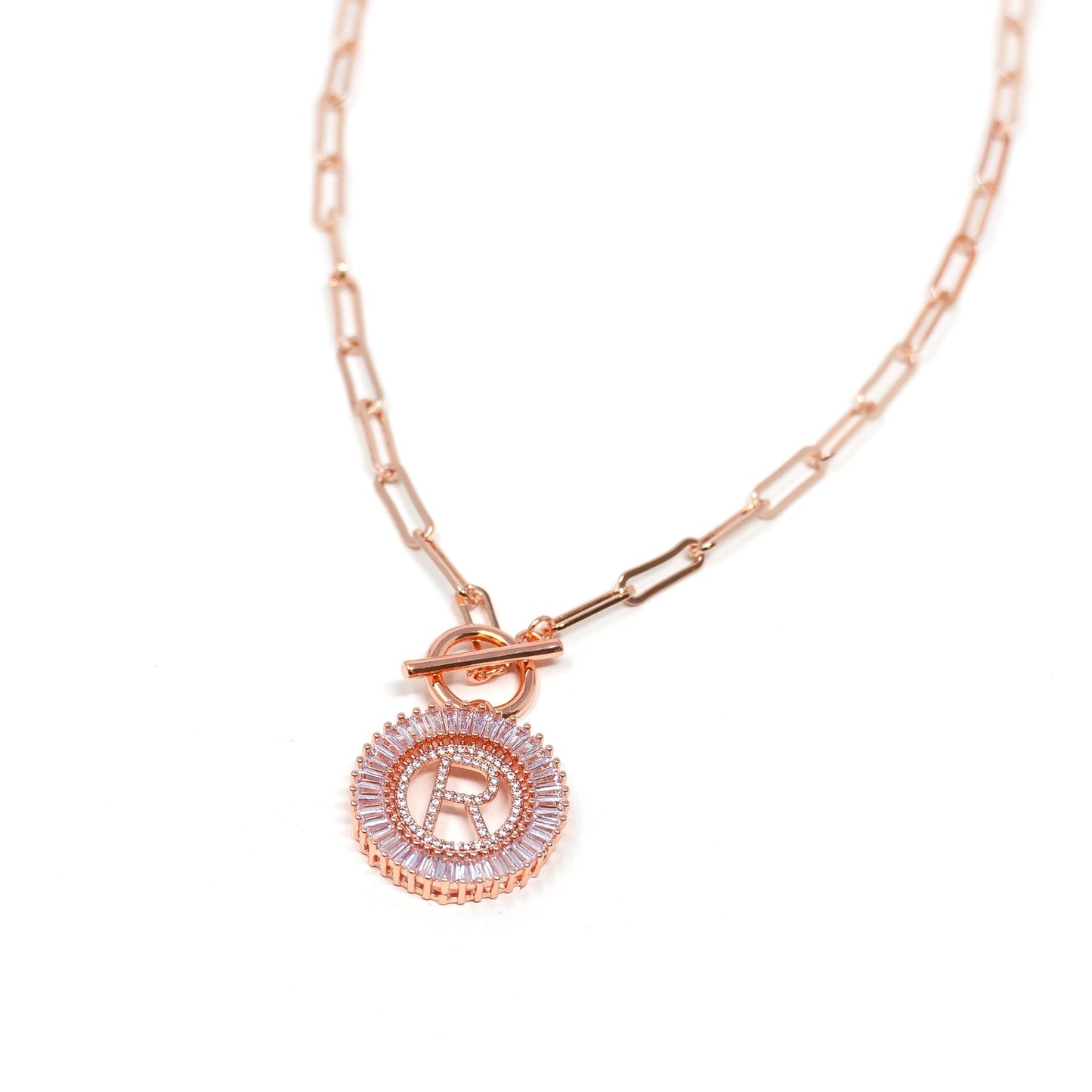 Initial Radiant "R" Necklace