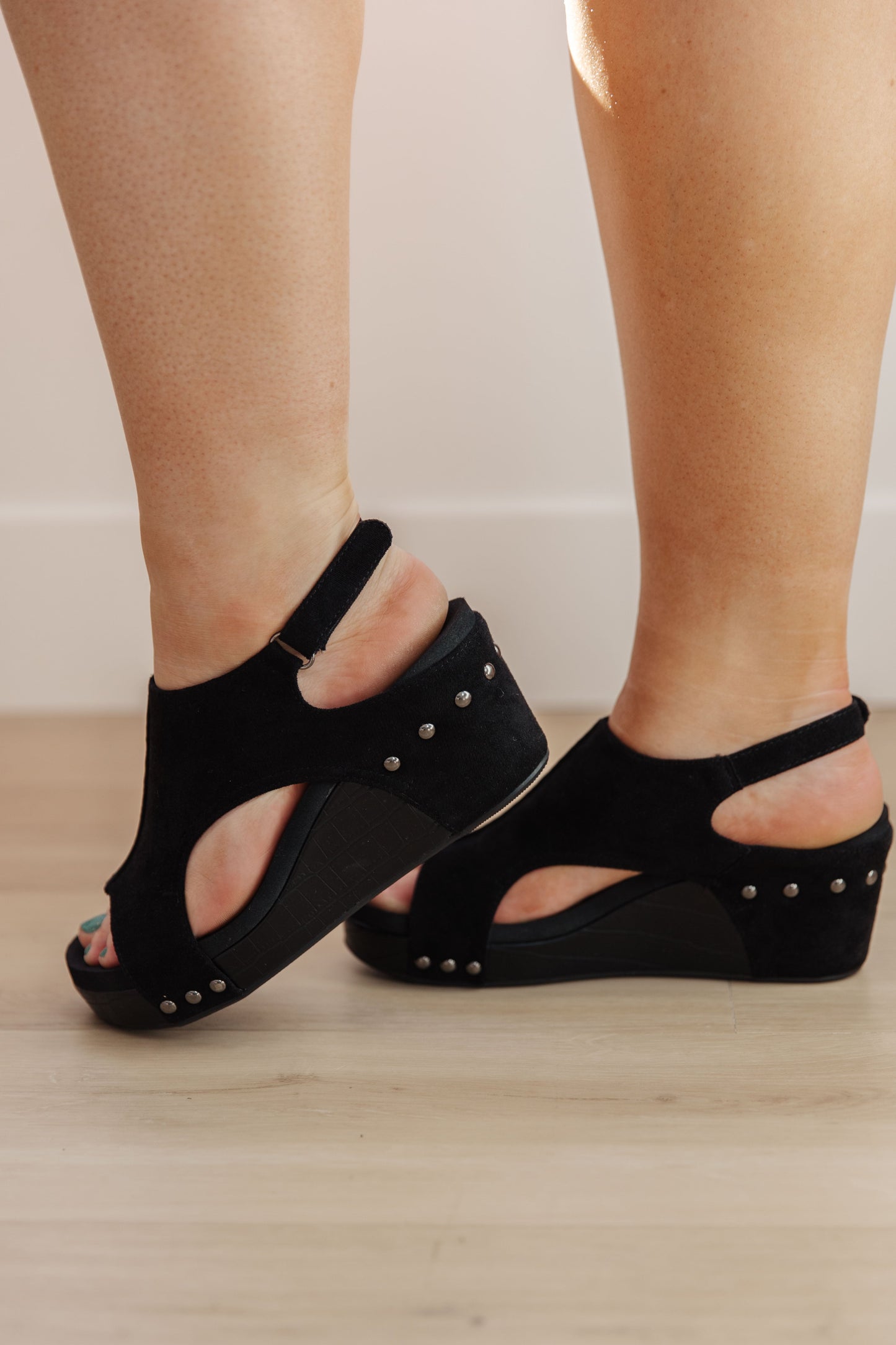 Walk This Way Wedge Sandals in Black Suede